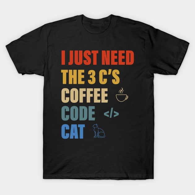 COFFEE CODE CAT T-Shirt by Meow Meow Cat